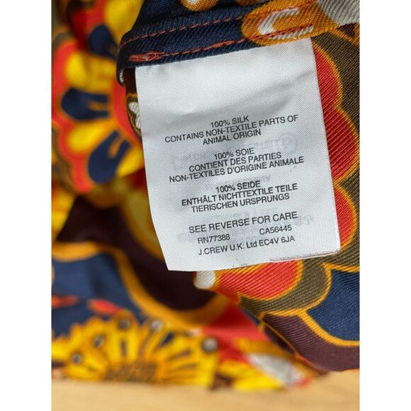 J. Crew Darwin Ratti Women's 12 Yellow Blouse Silk Tank Top Twill Ruffle Floral - Picture 3 of 8